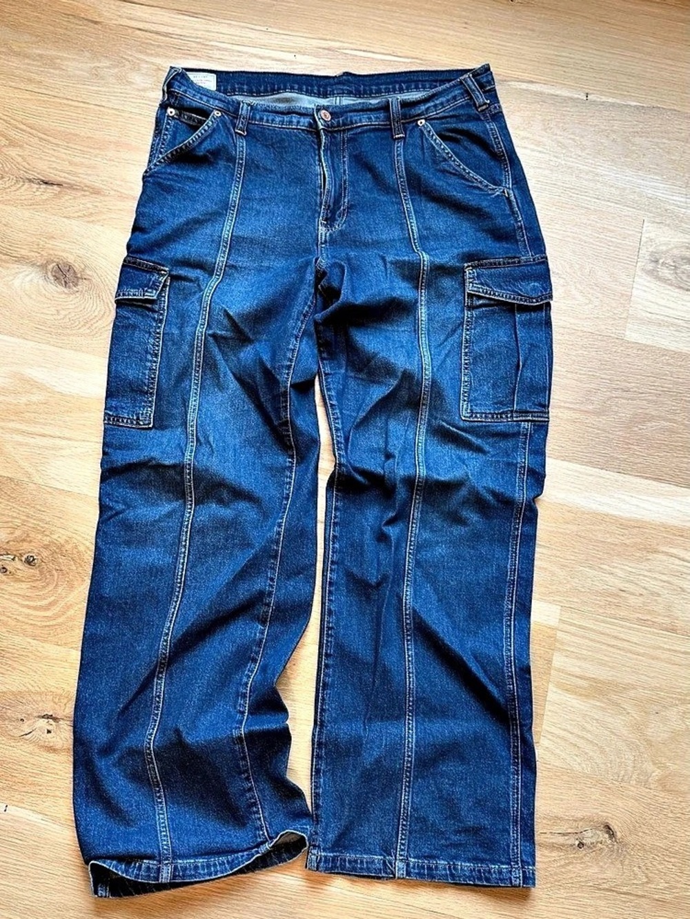 Gap Mid Rise '90s Loose Cargo Jeans Blue Waist 32 (14)